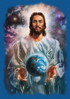 Jesus the savior holding the earth(globe) color drawing art picture free religious Christian picture