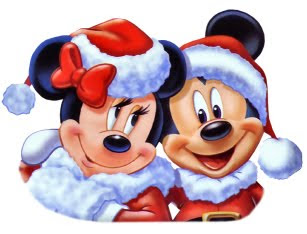 Mickey and Minnie smiling in Christmas Santa Claus dress clipart(clip art) free Christian Christmas picture download