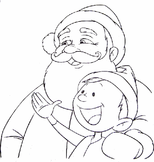 Santa Claus smiling with kids and children in the lap of Santa Claus coloring page picture free Christmas Christian image downloads