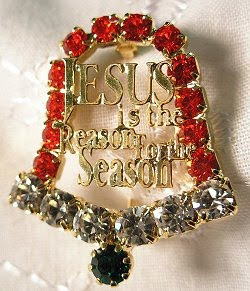 Beautiful decorated golden Christmas bell with the words Jesus is the reason for the season - Christian decorations photo download Christmas Christian pictures and coloring pages for free