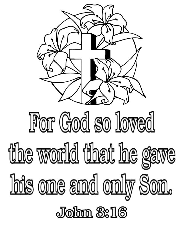 John 3 16 verse coloring pages about Jesus,God's love to the world
