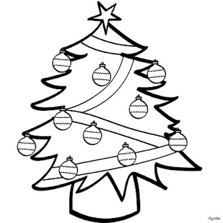 Decorated Christmas tree coloring page picture with Christmas baubles download free Christian pictures and Christmas images