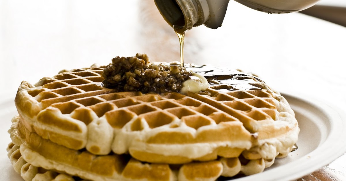 The Best Waffle Recipe with Praline Sauce
