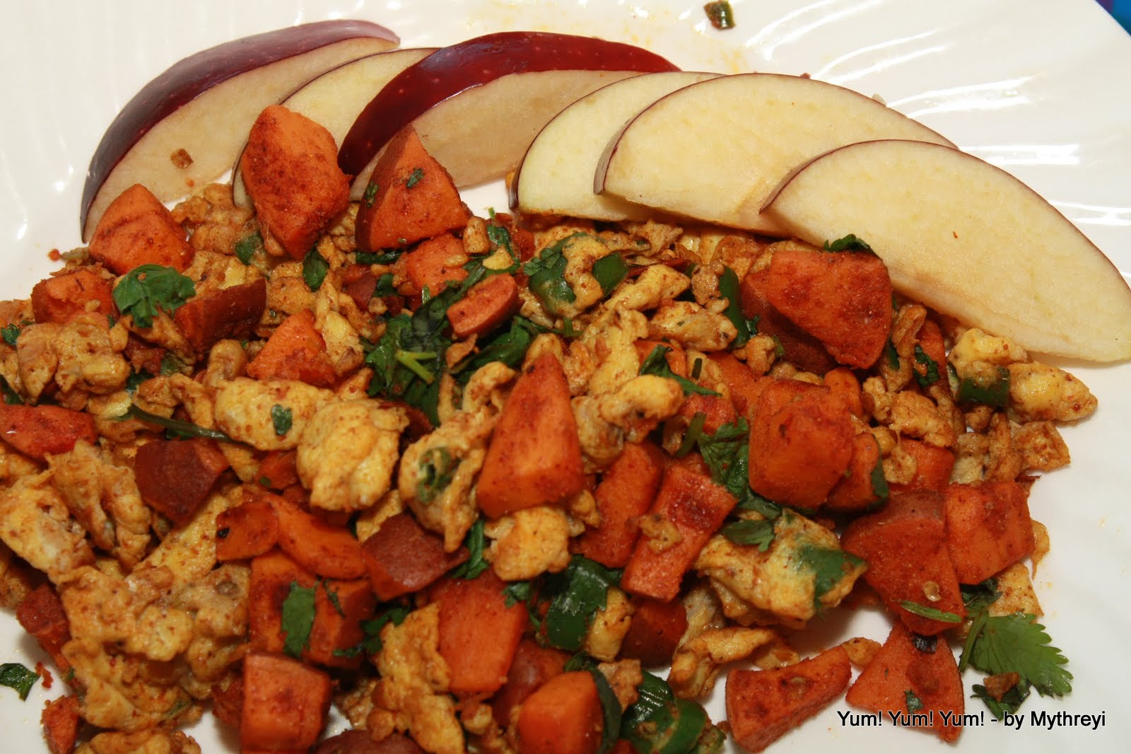 Yum! Yum! Yum! Spicy Sweet Potato Scrambled Egg
