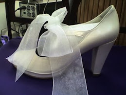 Zapato Tiffany con plataforma con lazo de organza .Tacón gordito.