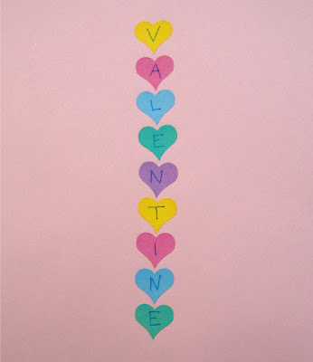 Hearts with the letters of Valentine