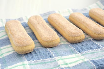 Lady Finger cookies on blue checkered tablecloth