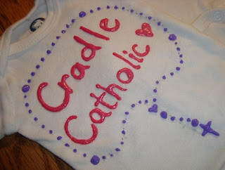 Near Finished Catholic Cradle Onesie