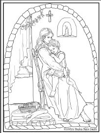 Uncolored coloring page of Saint Rose of Lima