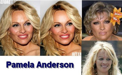 funny celebrities pictures pamela anderson before and after