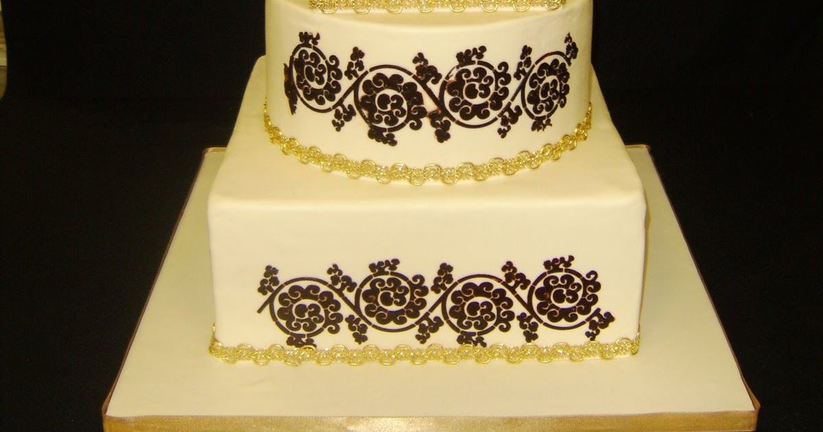 Van Earl�s Cakes Brown Damask Wedding Cake