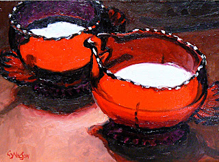 red, glass, dishes