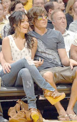Vanessa Hudgens and Zac Efron The Lakers Game Pictures
