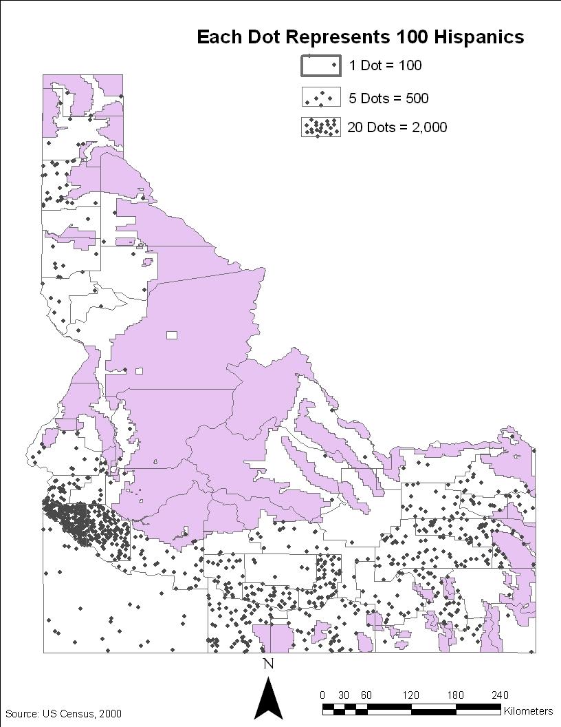 this map is representative to the hispanic population of idaho the purple area of the map is very likely to be the sparsely settled regions in idaho this map is representative to the hispanic population of idaho the purple area of the map is very likely to be the sparsely settled regions in idaho