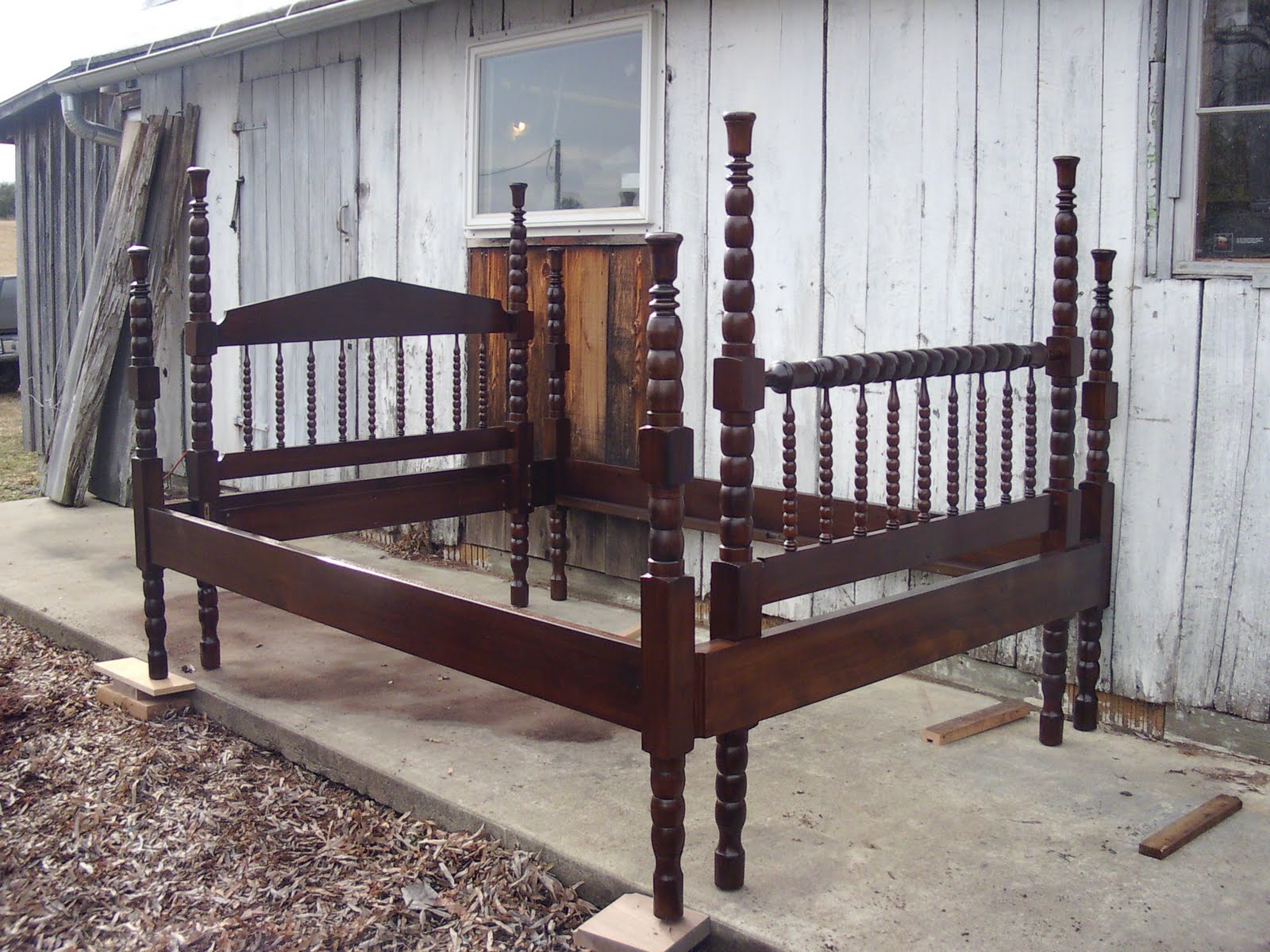John Mark Power, Antiques Conservator Walnut Victorian Spool Bed (ca
