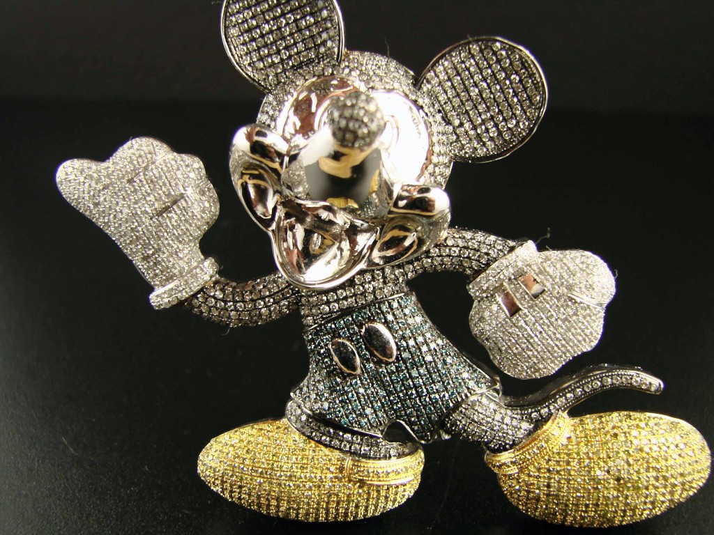 new_york_jewels 10K CARTOON MICKEY MOUSE DIAMOND PENDANT CHARM 8.85 CT