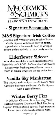 Sidecar on the menu at McCormick & Schmick
