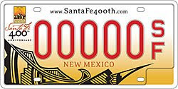 New Mexico License Plate, Santa Fe 400th Anniversary