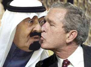 King Abdullah kissung former president George Bush