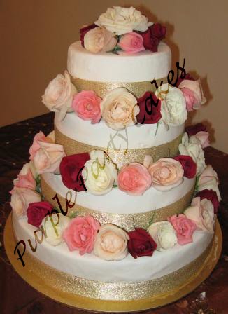 4 Tier Fresh Roses Wedding Cake