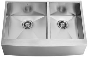 Vigo VG3620BL 16 Gauge Stainless Steel Double Bowl Farmhouse Kitchen Sink