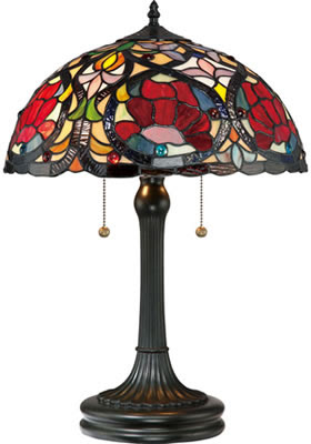 Quoizel TF879T Larissa 2 Light Tiffany Table Lamp Vintage Bronze