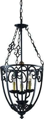Z-Lite 402S Spanish Forge 4 Light Foyer Fixture Black/Antique Gold