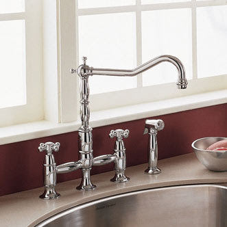 American Standard 4233.701 Culinaire Bridge Kitchen Faucet With Cross Handles & Side Spray