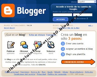 página principal de blogger