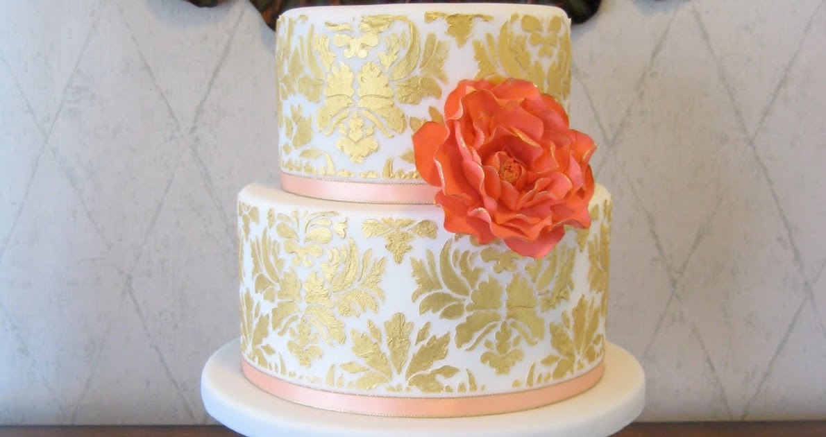 Eat Cake Be Merry Gold Damask