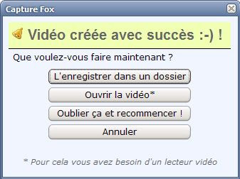 Extension Capture fox pour Firefox - options 2