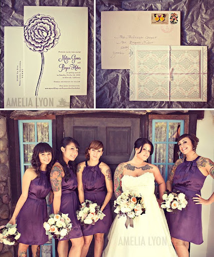 The gorgeous purple bridesmaid dresses 