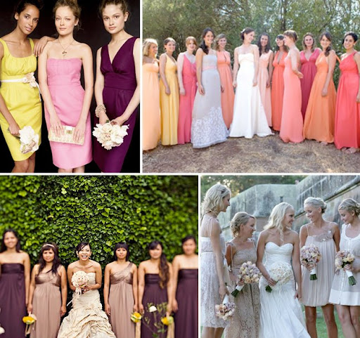 non matching bridesmaids dresses