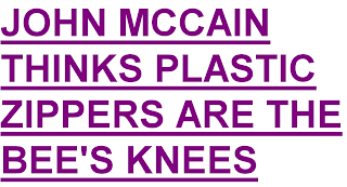 John McCain thinks plastic zippers are the bees knees