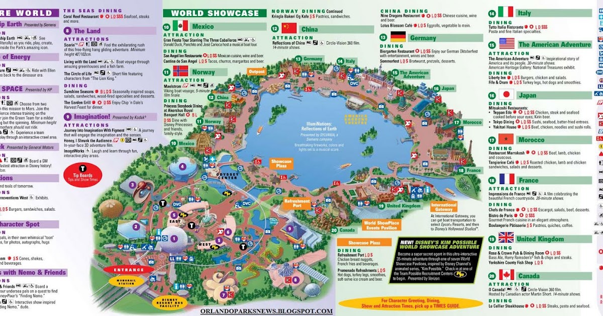 Epcot park map Orlando Theme Park News