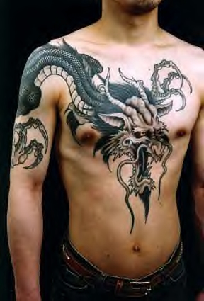 full sleeve dragon tattoo. dragon sleeve tattoo.