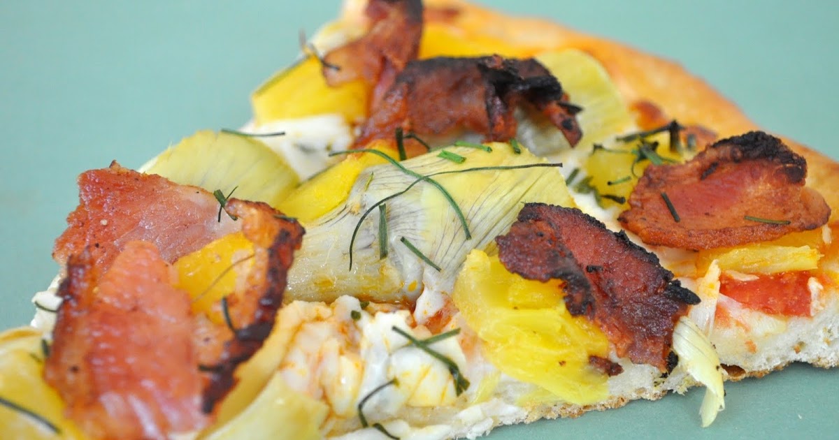 Freeing My Martha Bacon and Artichoke Heart Pizza with Pineapple