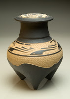 Designed Stoneware Tripod Vessel by Charles Smith