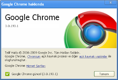 Google Chrome Güncelleme - Sürüm 3.0.193.1