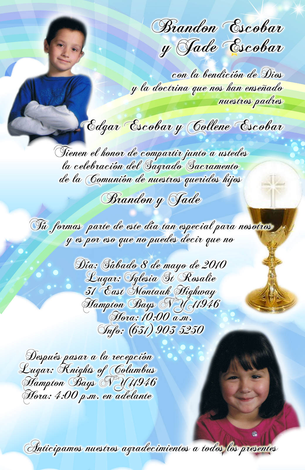 INVITACION PARA PRIMERA COMUNION invitacion para primera comunion: