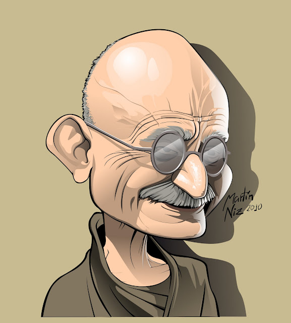 Caricatura de Gandhi en color Caricatura de Gandhi en color