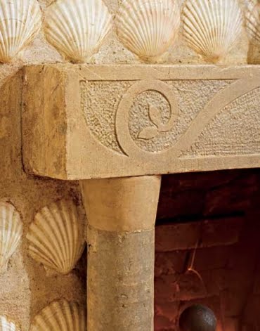 shells cover fireplace like tiles