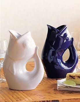 blue and white gurgle pot