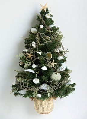 Christmas tree in basket as wall hanging