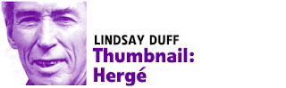 The Ninth Art color banner for 'Thumbnail, Hergé' by Lindsay Duff.