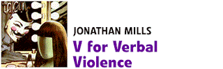 The Ninth Art color banner for 'V for Verbal Violence' by Jonathan Mills.