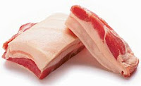 A color photo of sale pork.