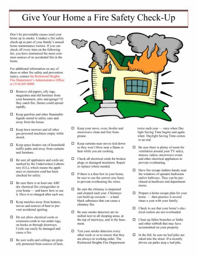 Richmond Heights Fire Department Fire Safety Checklist