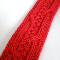 knitted red viking or celtic inspired knotwork headband