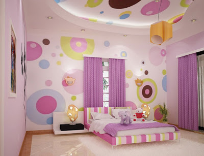 غرف نوم للصبايا  Girls-Bedroom-colorful+cirlcles